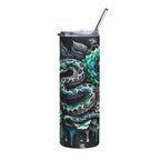 20oz Stainless Tumbler — Teal Snake & Succulent Art Stainless Steel Travel Cup