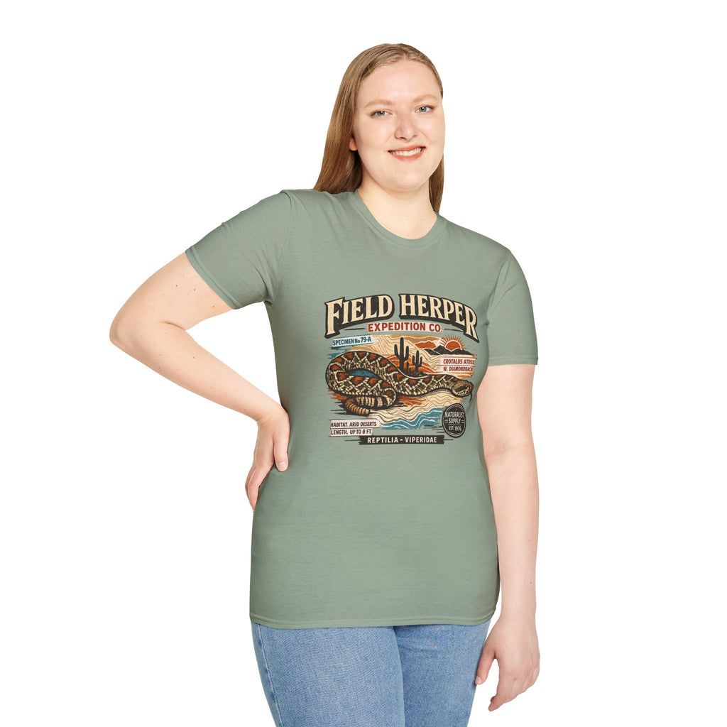 Field Herper Expedition T-Shirt — Vintage Rattlesnake Field Herping Graphic