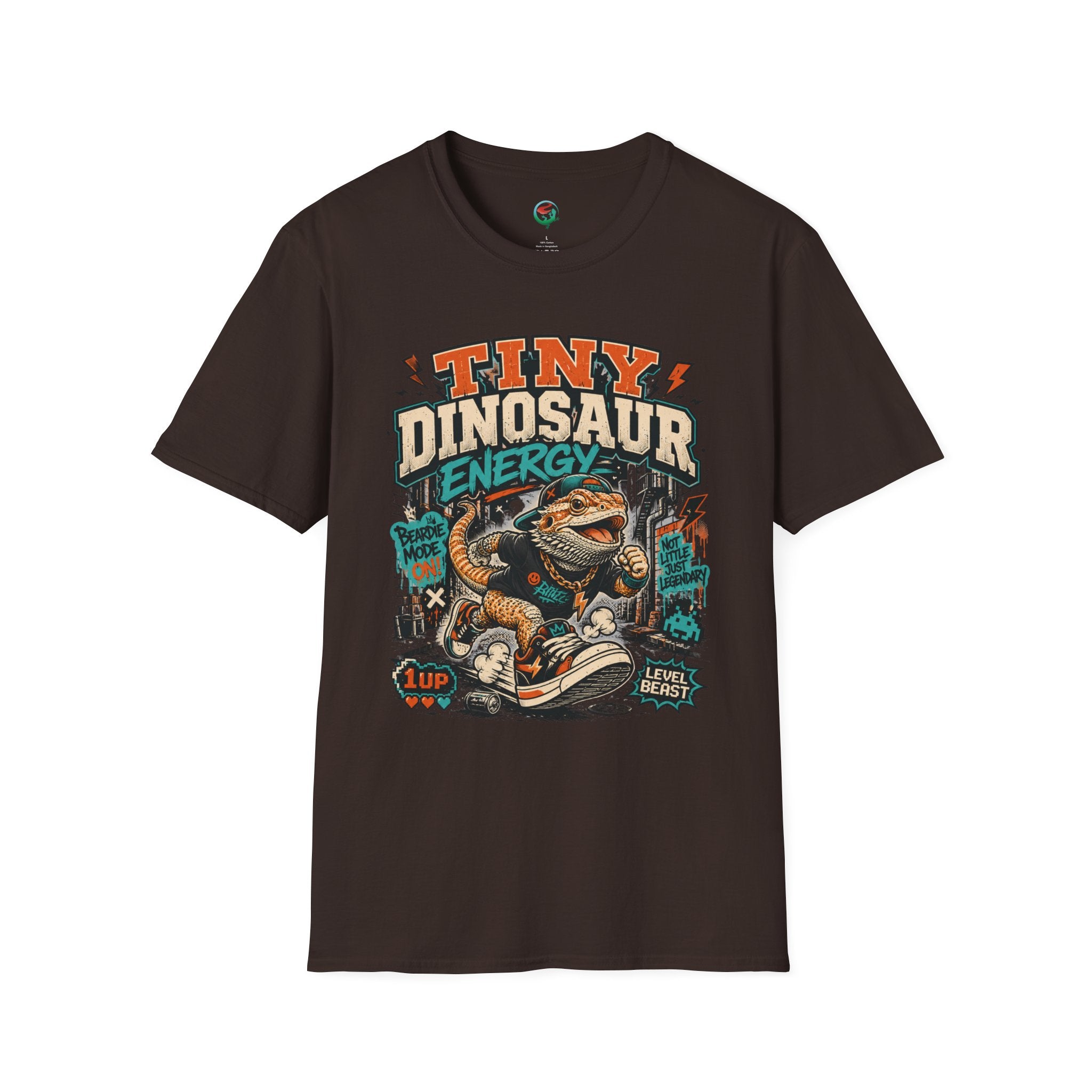 Tiny Dinosaur Energy Bearded Dragon Retro Graphic T-Shirt