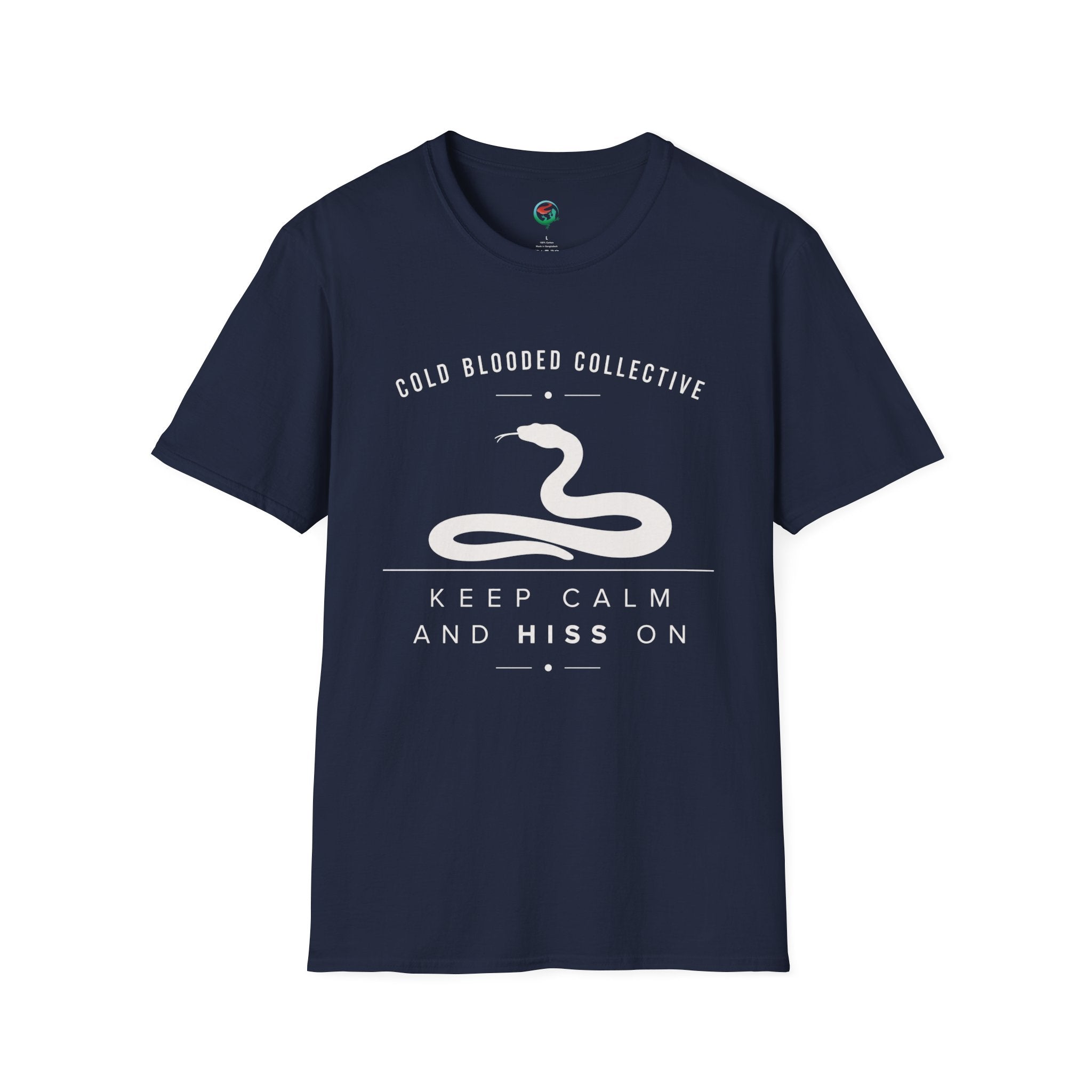Cold Blooded Collective Snake T-Shirt — "Keep Calm and Hiss On" Graphic Tee