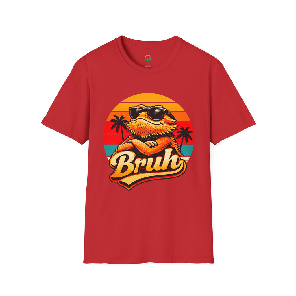 Bearded Dragon 'Bruh' Tee — Retro Sunset Lizard T-Shirt