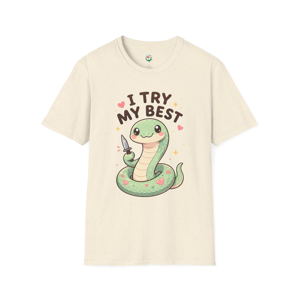 T-Shirt — Cute 'I Try My Best' Snake Graphic Tee