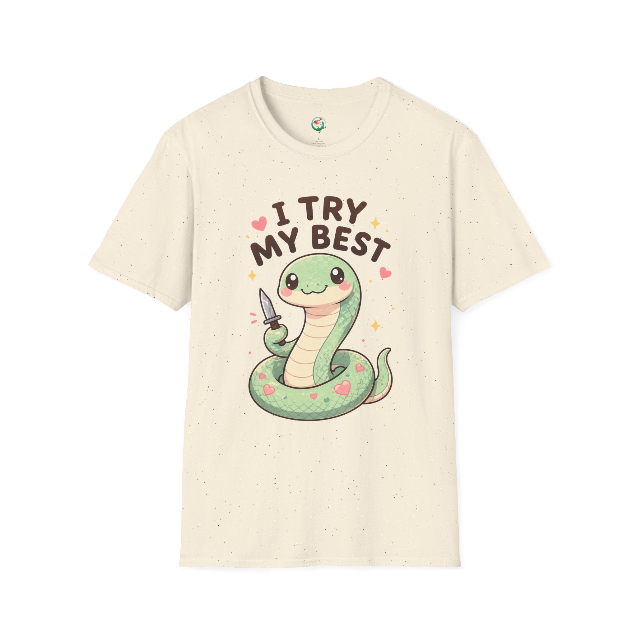 T-Shirt — Cute 'I Try My Best' Snake Graphic Tee
