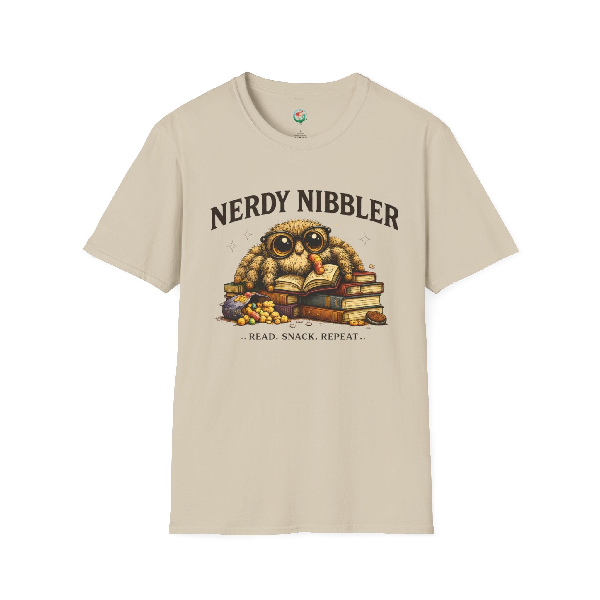 Nerdy Nibbler – Read. Snack. Repeat. Jumping Spider Graphic T-Shirt