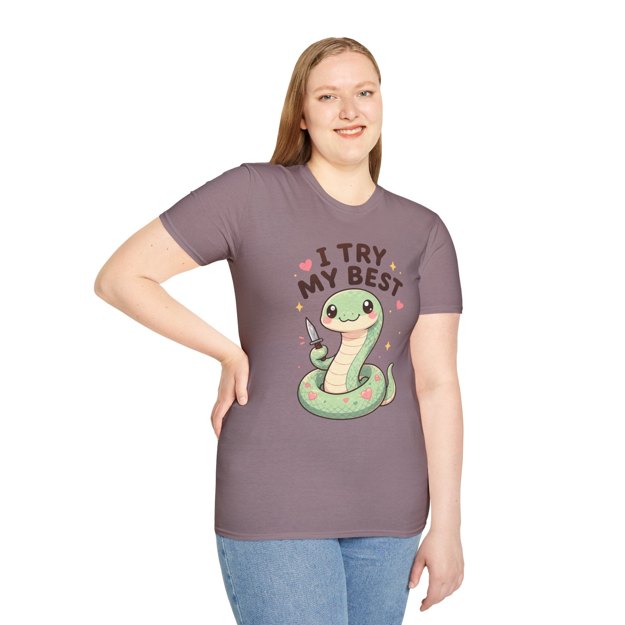 T-Shirt — Cute 'I Try My Best' Snake Graphic Tee