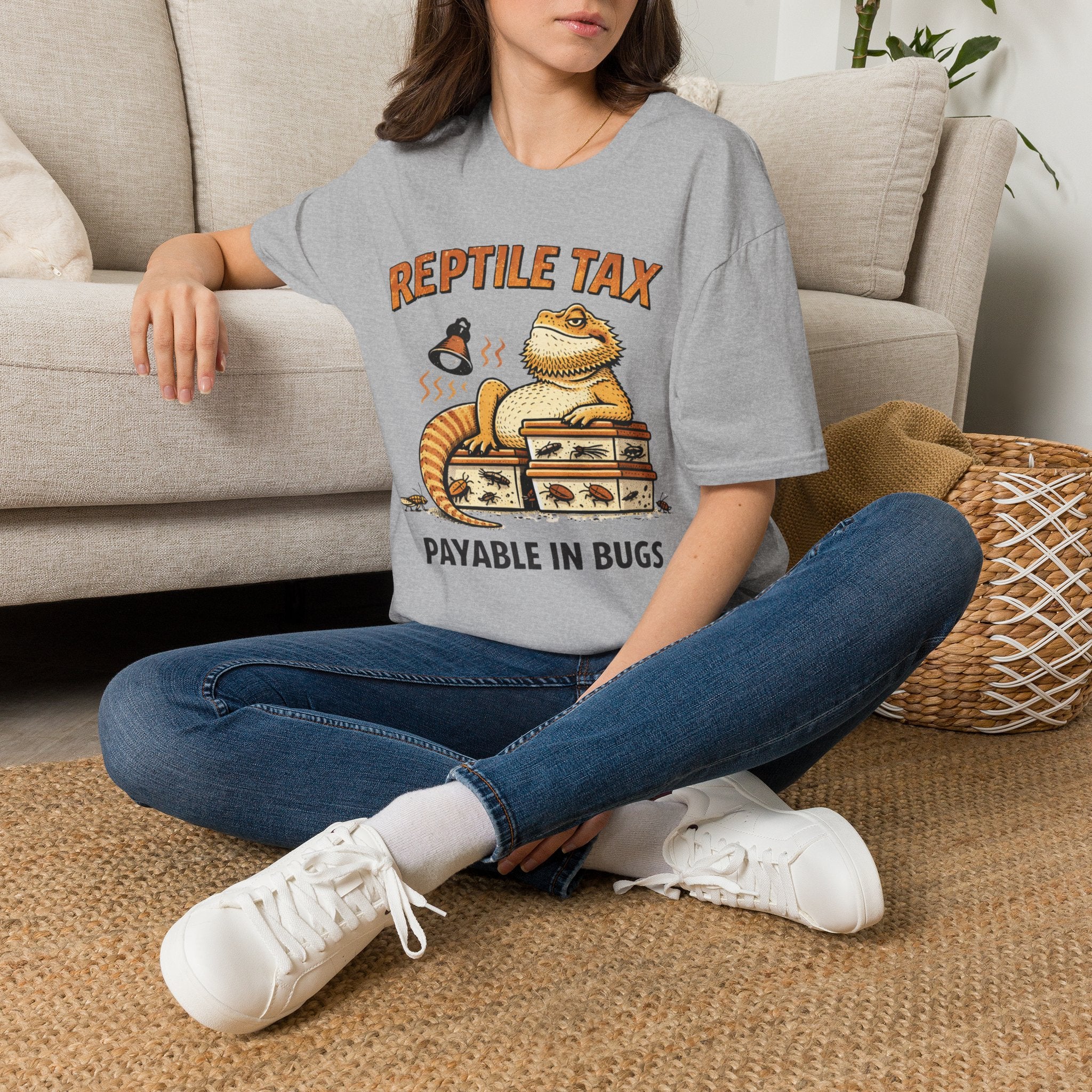 Reptile Tax T-Shirt — “Payable in Bugs” Bearded Dragon Tee