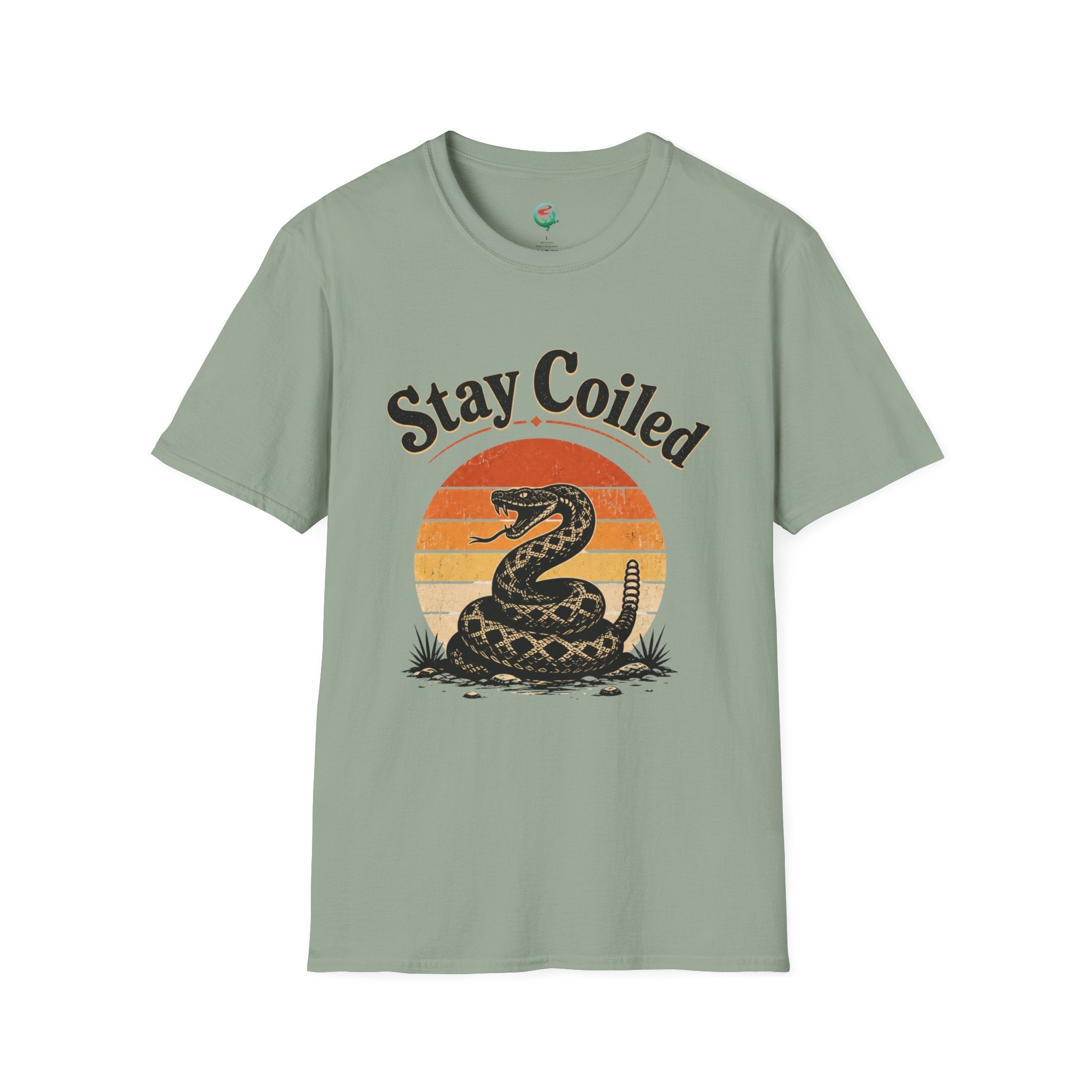 Stay Coiled Snake T-Shirt — Retro Vintage Sunset Graphic Tee