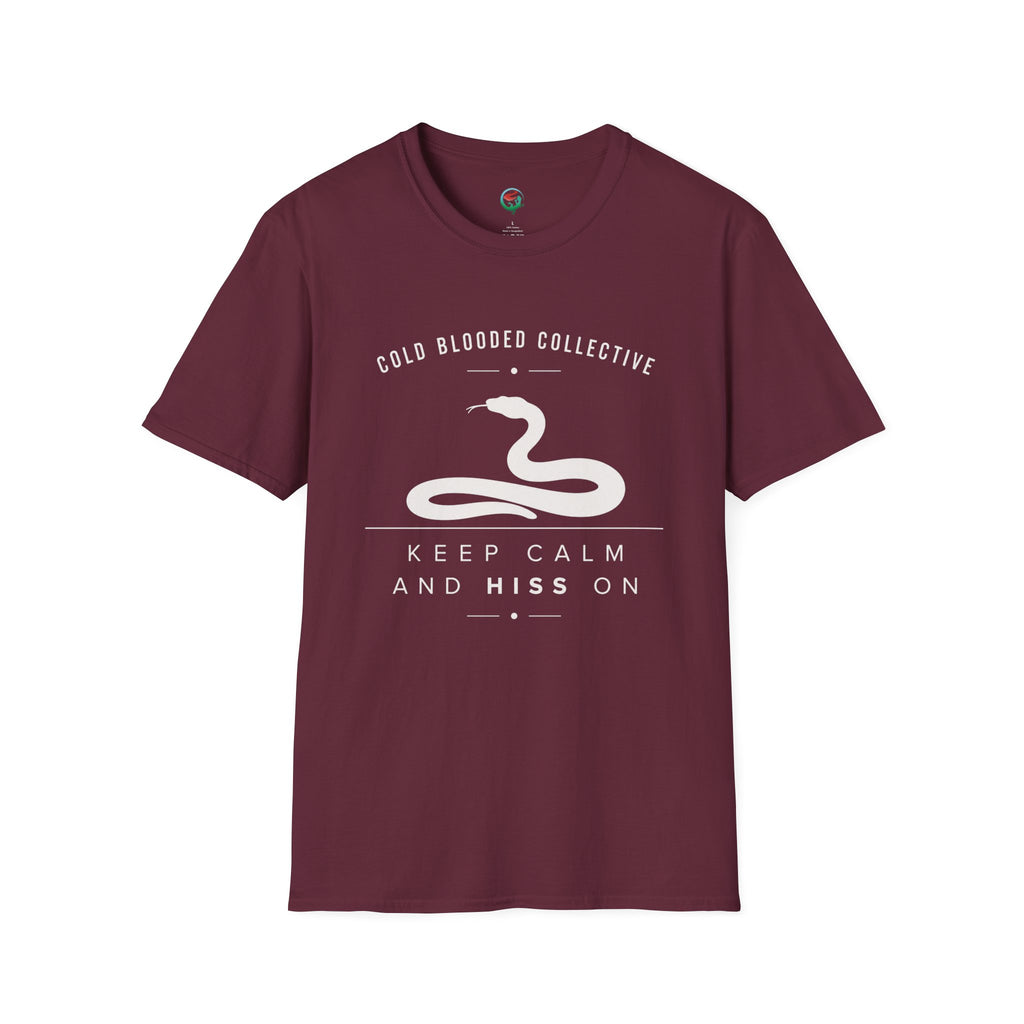 Cold Blooded Collective Snake T-Shirt — "Keep Calm and Hiss On" Graphic Tee
