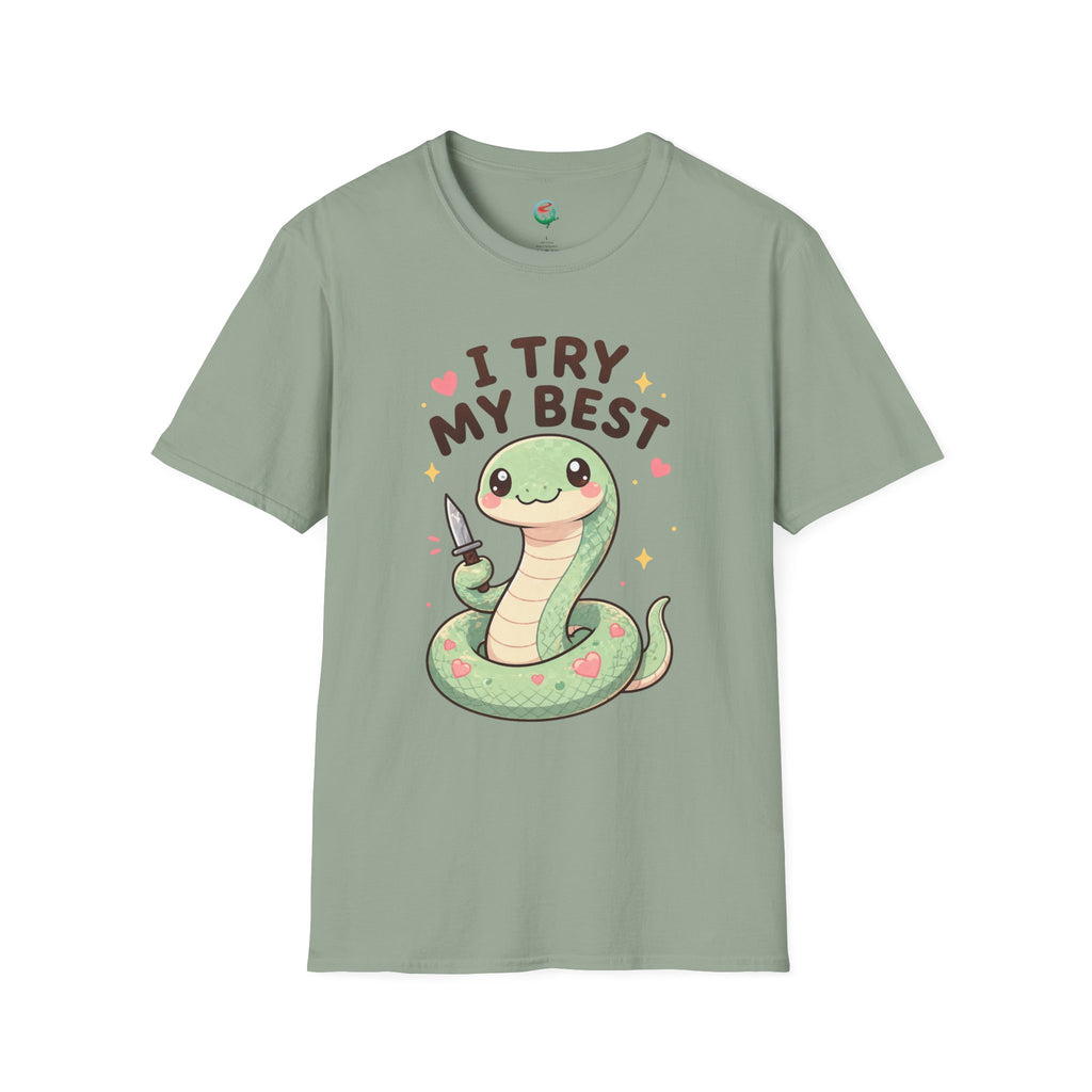 T-Shirt — Cute 'I Try My Best' Snake Graphic Tee
