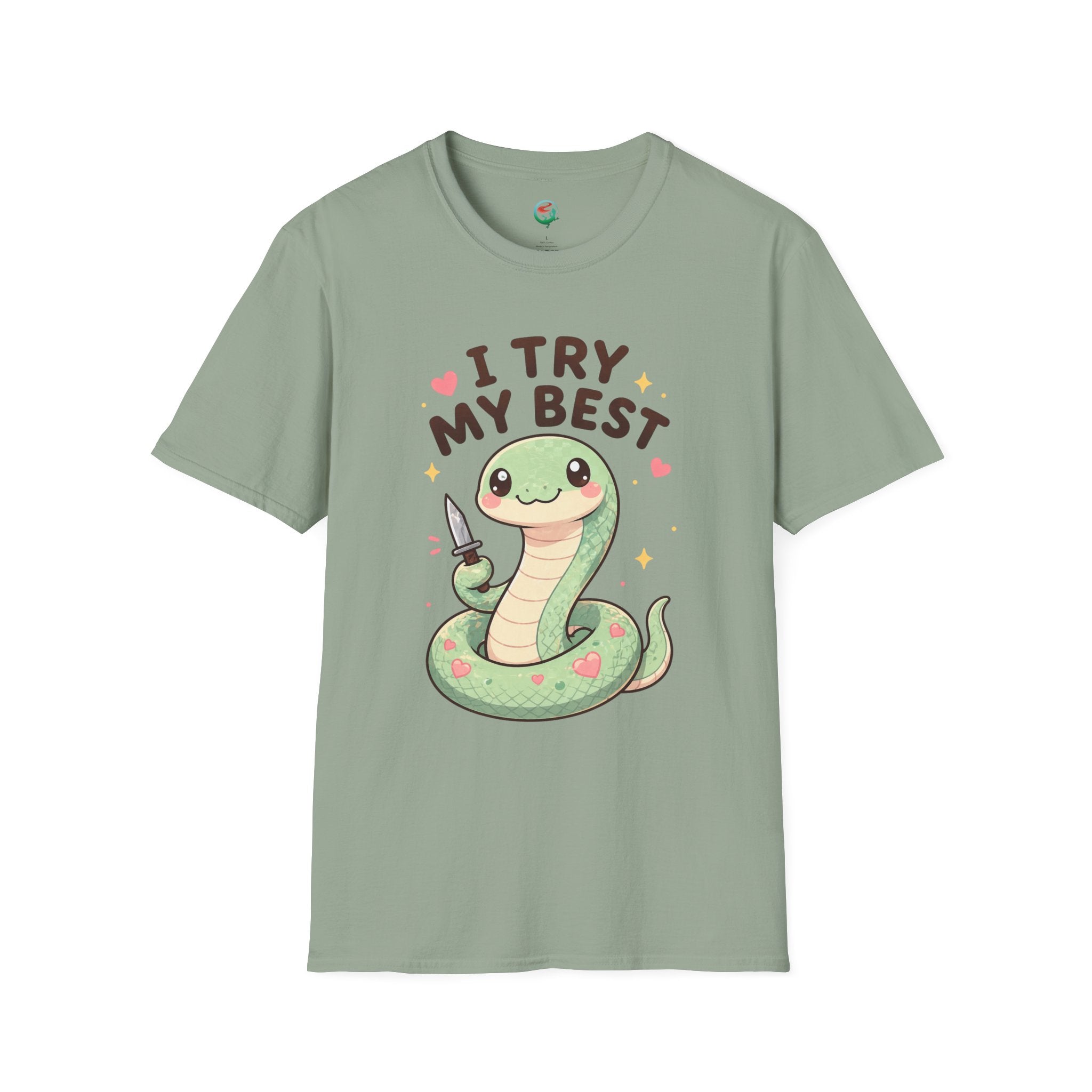 T-Shirt — Cute 'I Try My Best' Snake Graphic Tee