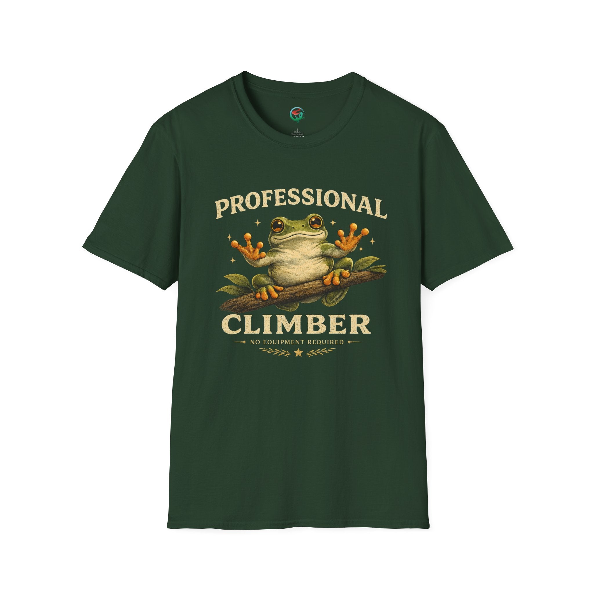 Professional Climber – No Equipment Required Tree Frog Graphic T-Shirt