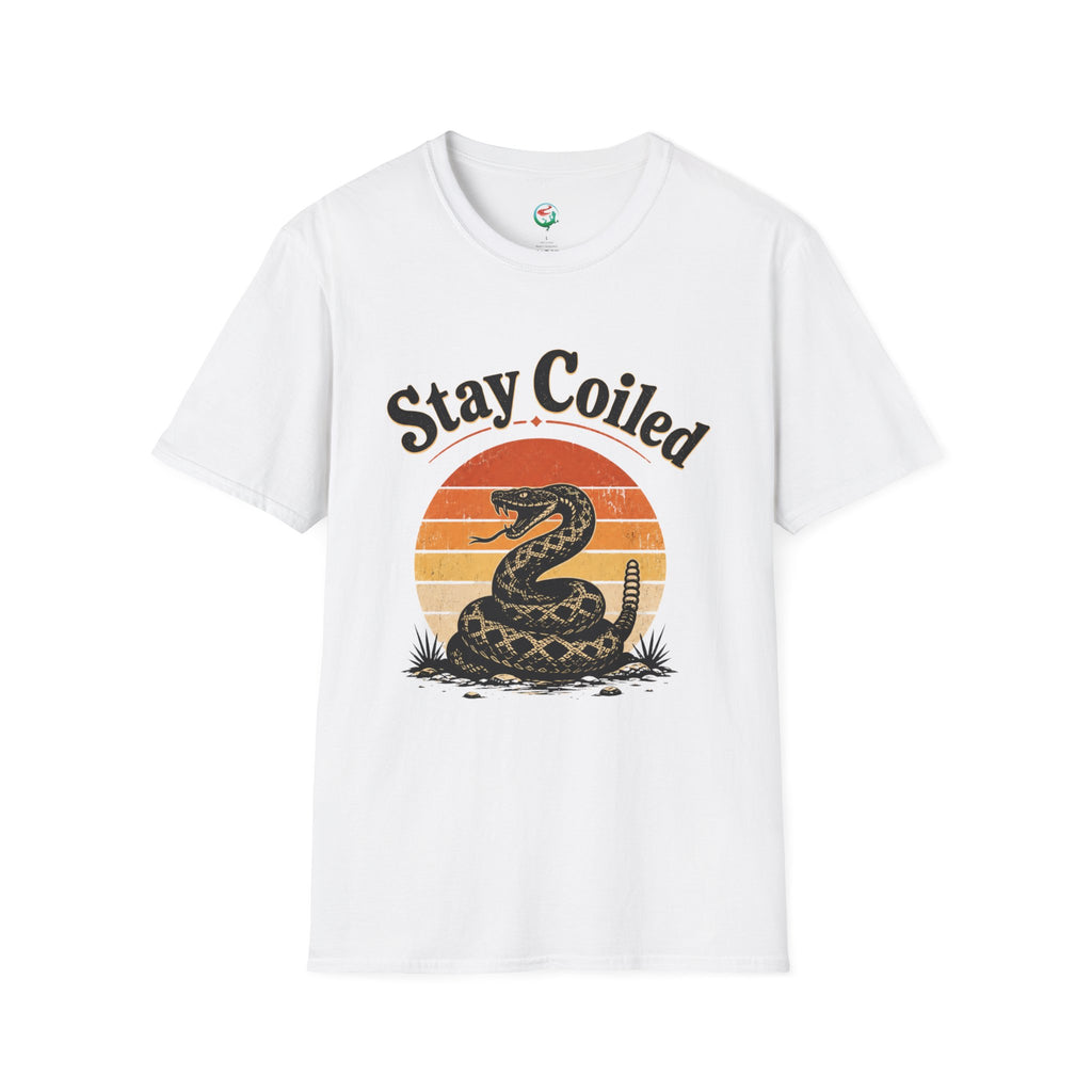 Stay Coiled Snake T-Shirt — Retro Vintage Sunset Graphic Tee