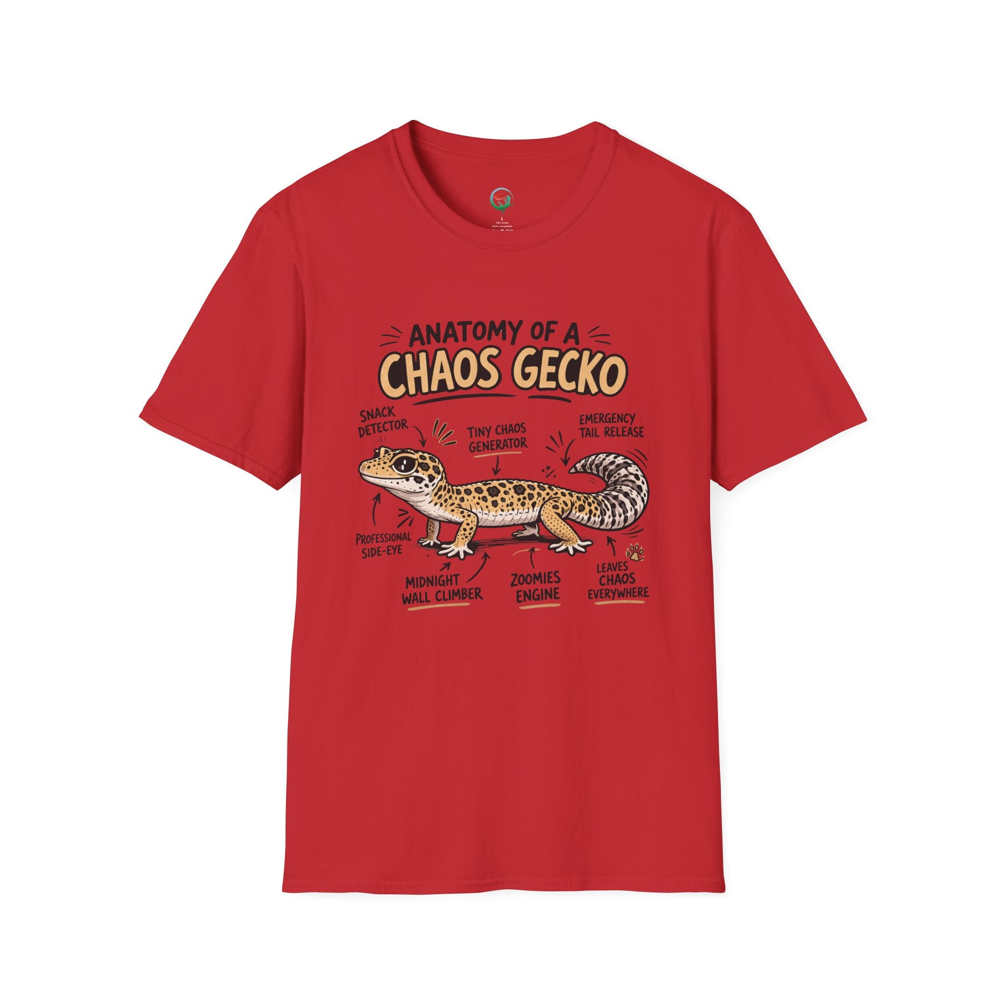 Chaos Gecko Anatomy T-Shirt — Funny Leopard Gecko Pet Owner Tee