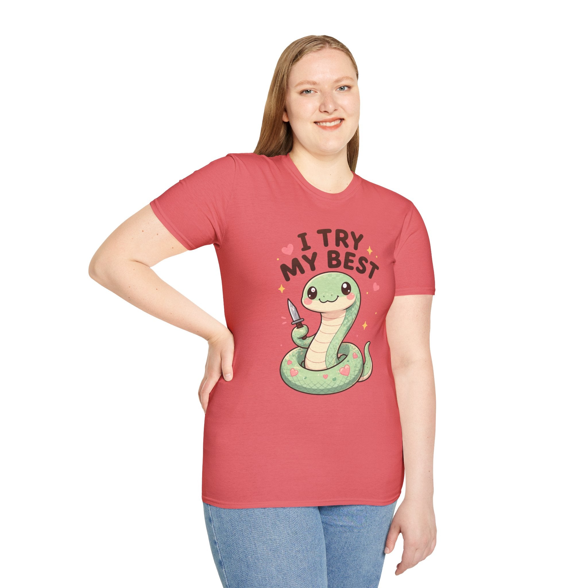 T-Shirt — Cute 'I Try My Best' Snake Graphic Tee