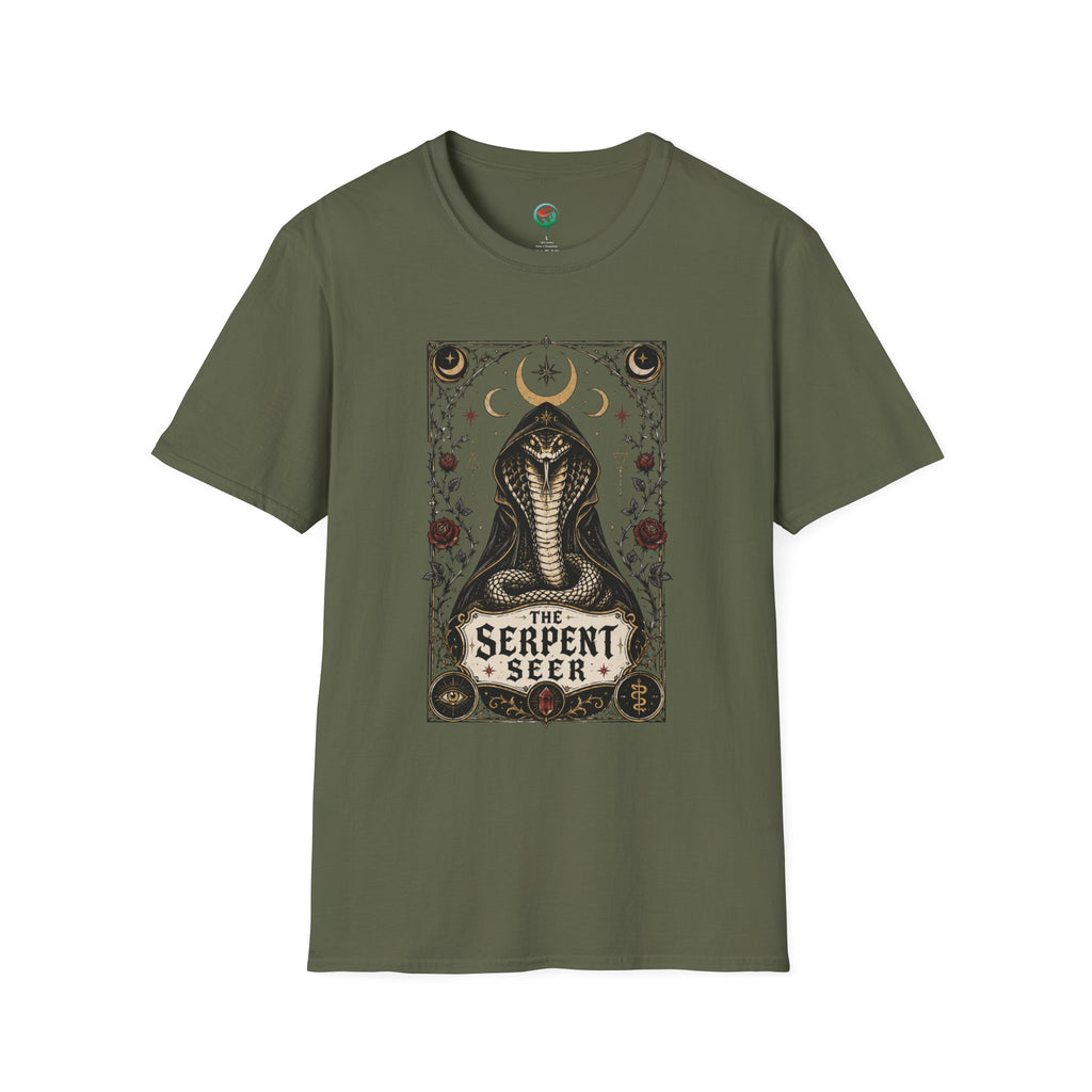 Serpent Seer T-Shirt — Mystical Cobra & Moon Phase Graphic Tee