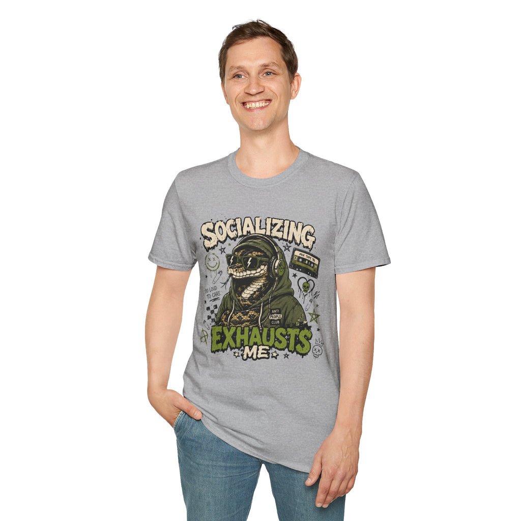 Socializing Exhausts Me T-Shirt — Funny Introvert Graphic Tee