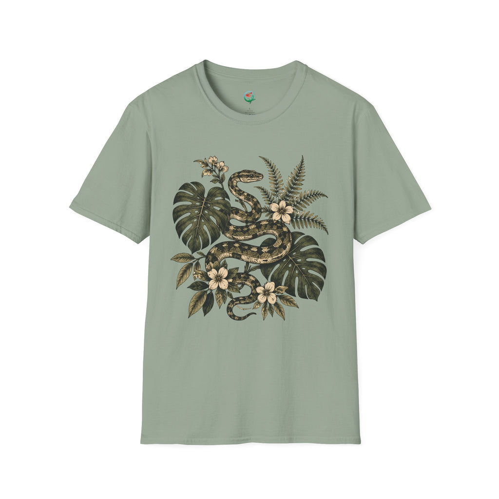 Botanical Snake Graphic T-Shirt | Vintage Floral Reptile Tee