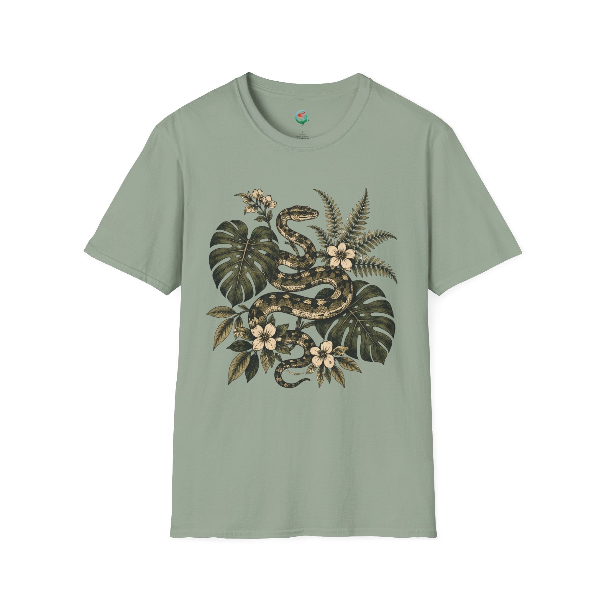 Botanical Snake Graphic T-Shirt | Vintage Floral Reptile Tee