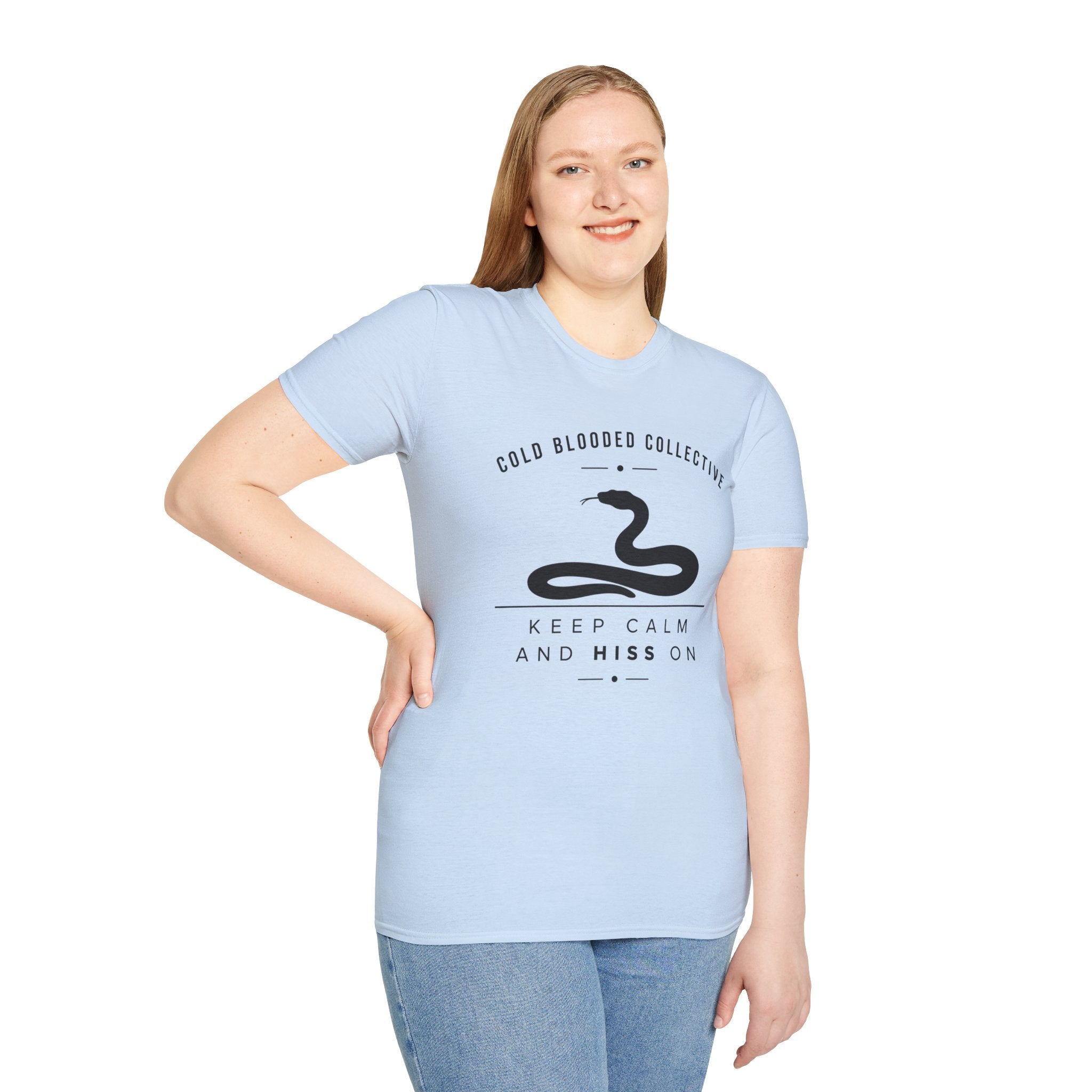 Cold Blooded Collective Snake T-Shirt — "Keep Calm and Hiss On" Graphic Tee