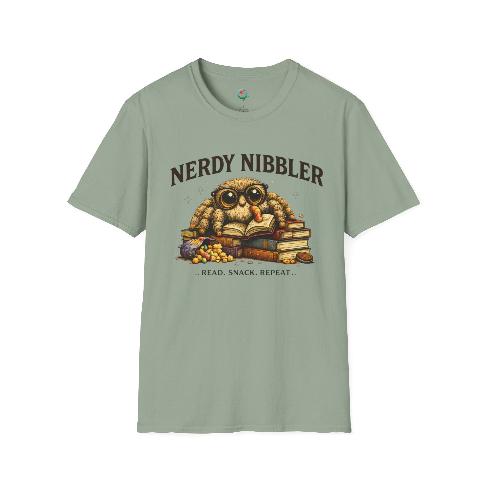 Nerdy Nibbler – Read. Snack. Repeat. Jumping Spider Graphic T-Shirt