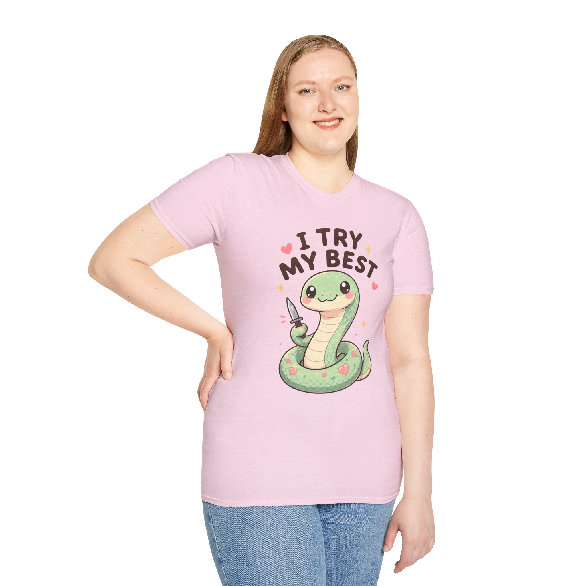 T-Shirt — Cute 'I Try My Best' Snake Graphic Tee