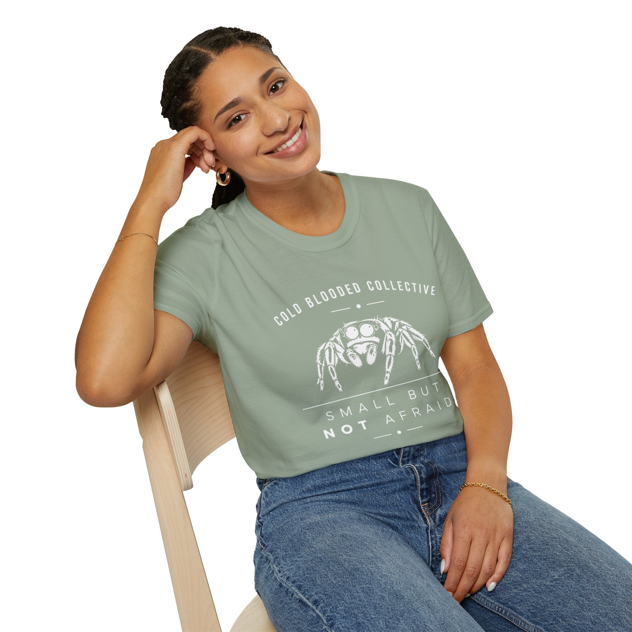 Jumping Spider T‑Shirt — "Cold Blooded Collective: Small But Not Afraid"
