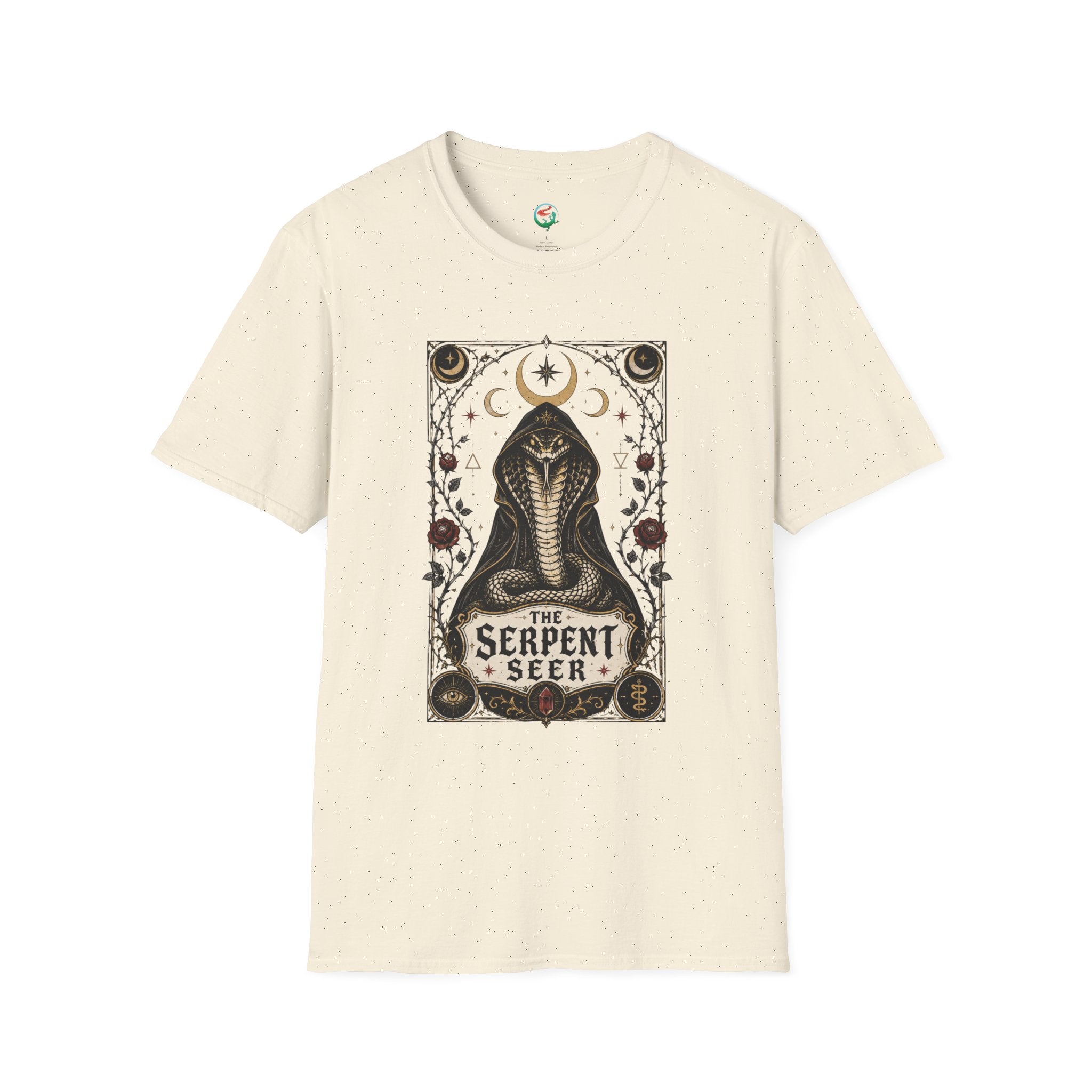 Serpent Seer T-Shirt — Mystical Cobra & Moon Phase Graphic Tee