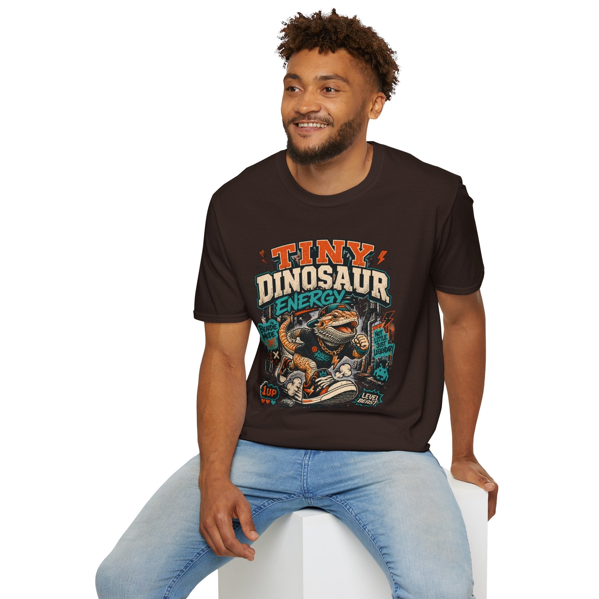 Tiny Dinosaur Energy Bearded Dragon Retro Graphic T-Shirt
