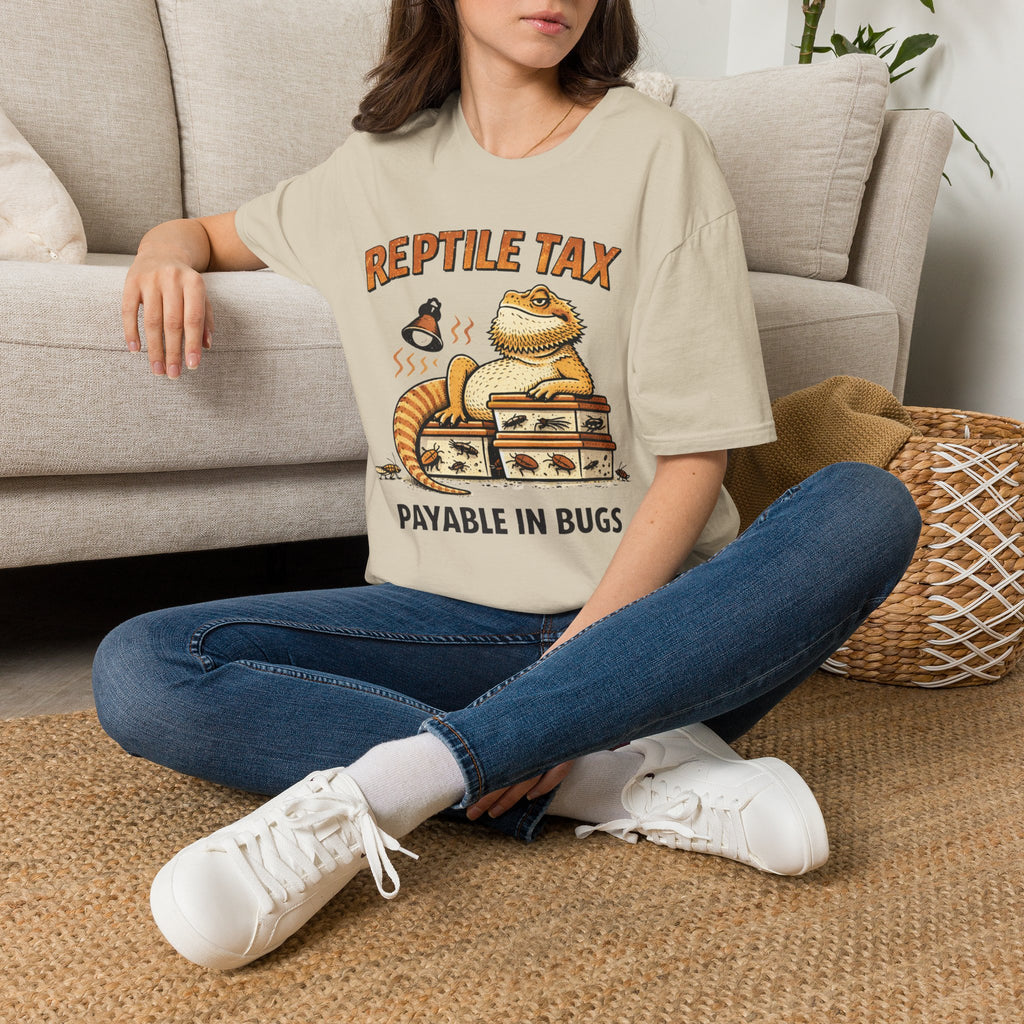 Reptile Tax T-Shirt — “Payable in Bugs” Bearded Dragon Tee