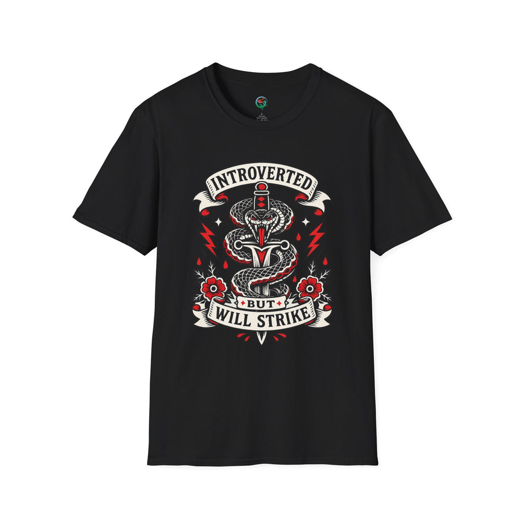 Introverted But Will Strike T-Shirt — Retro Snake Dagger Graphic Tee