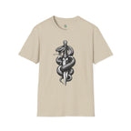 Snake and Dagger T-Shirt — Black Tattoo-Style Serpent Graphic Shirt