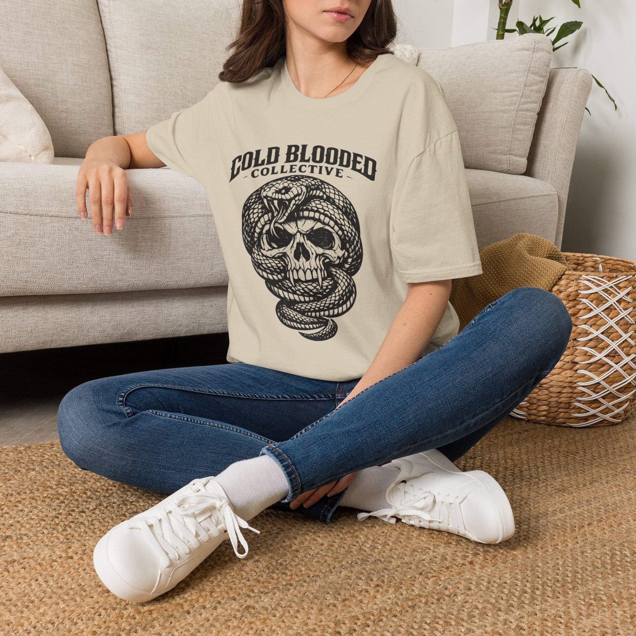 Cold Blooded Collective Skull & Snake T-Shirt — Edgy Gothic Graphic Tee