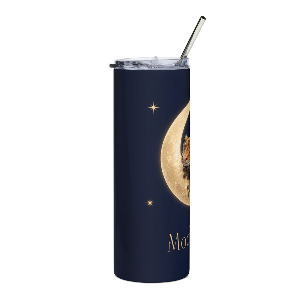 Moon Child Tumbler — 20oz Stainless Steel Travel Cup with Crested Gecko on Crescent Moon