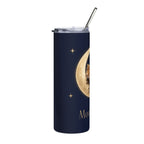 Moon Child Tumbler — 20oz Stainless Steel Travel Cup with Crested Gecko on Crescent Moon