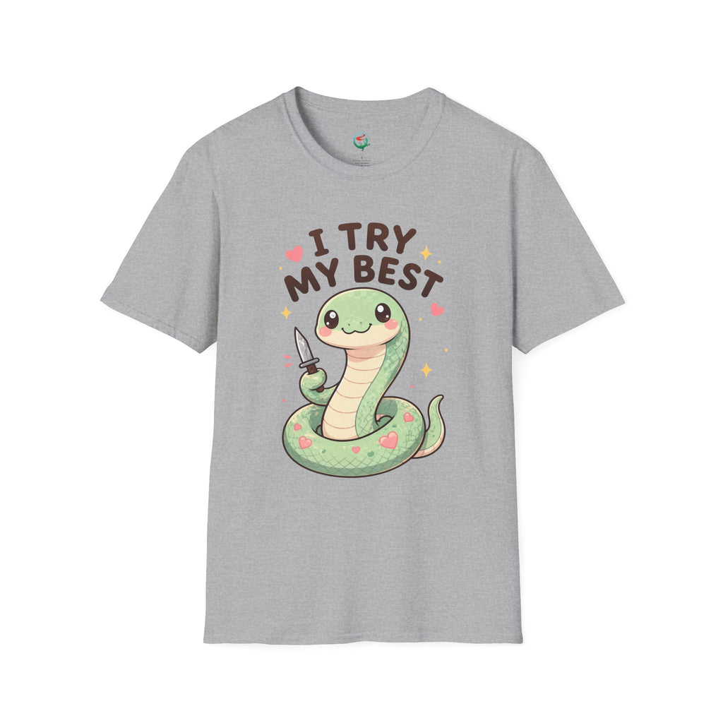 T-Shirt — Cute 'I Try My Best' Snake Graphic Tee