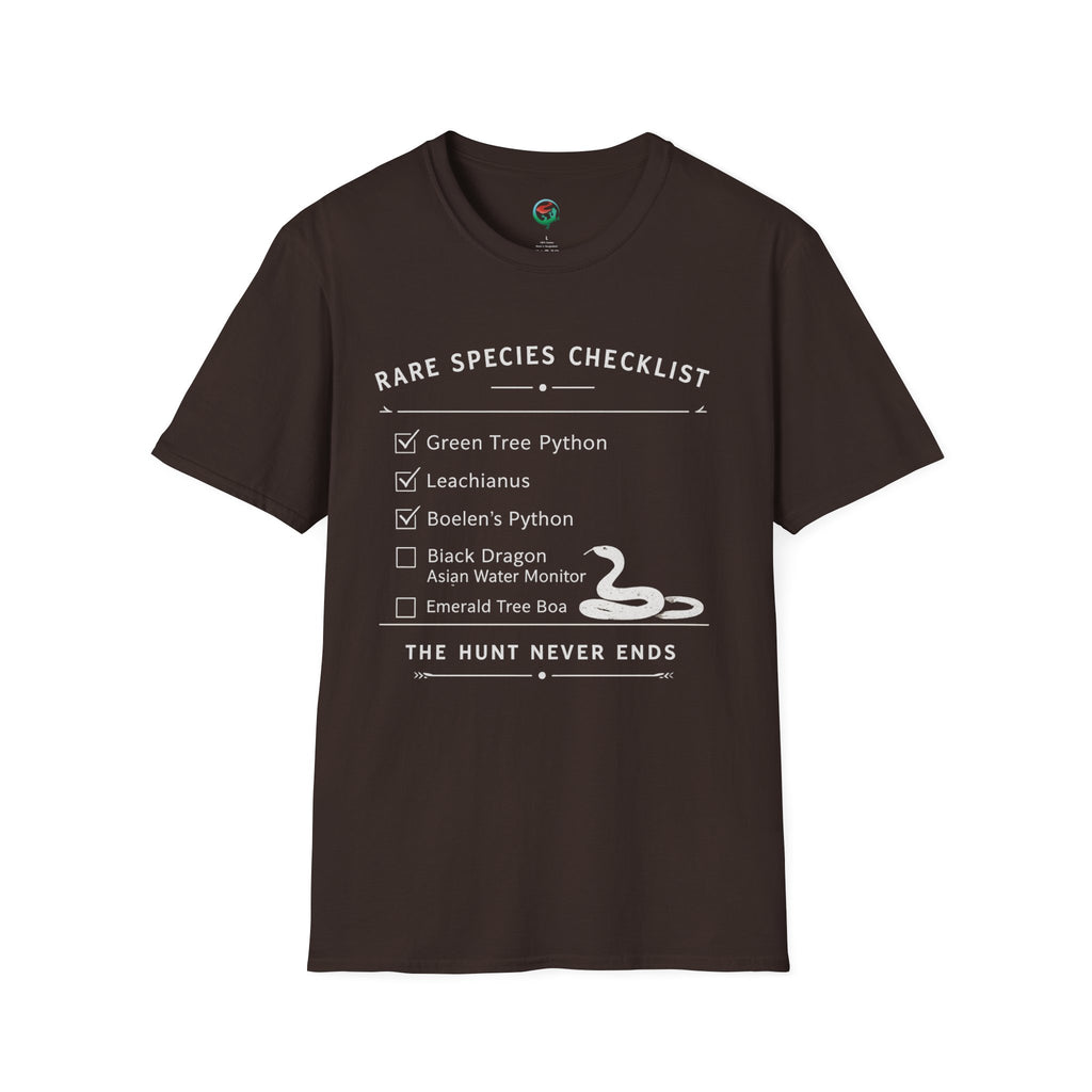 Rare Species Checklist – The Hunt Never Ends Reptile T-Shirt