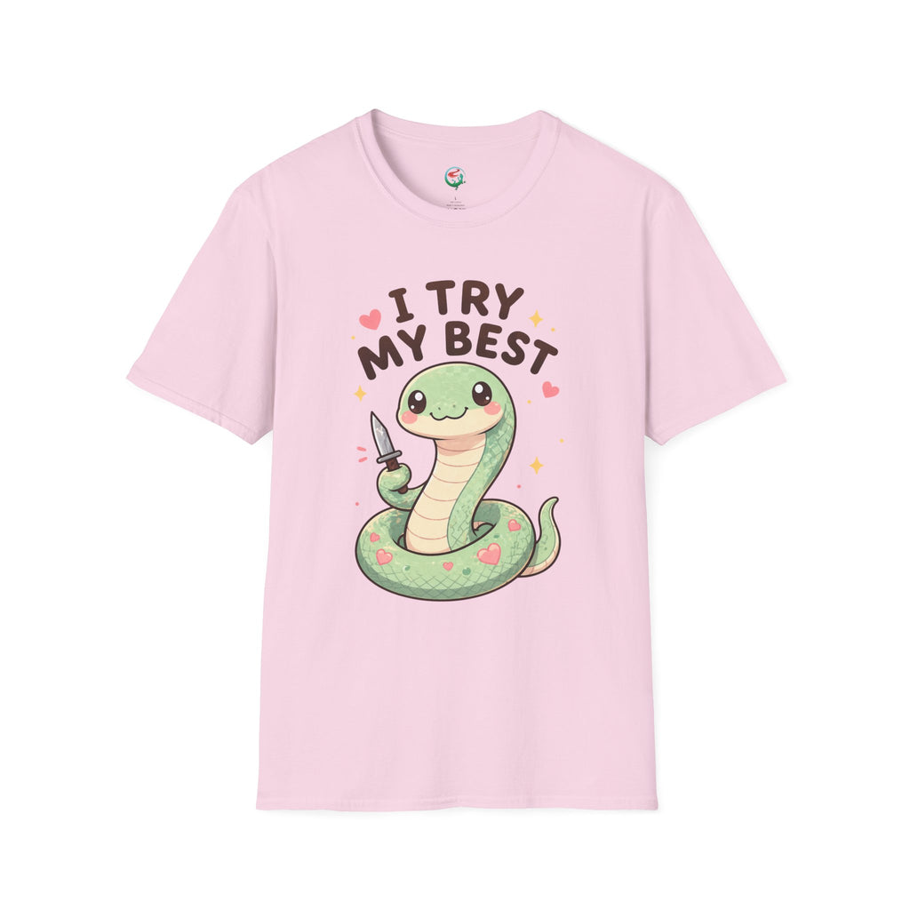 T-Shirt — Cute 'I Try My Best' Snake Graphic Tee