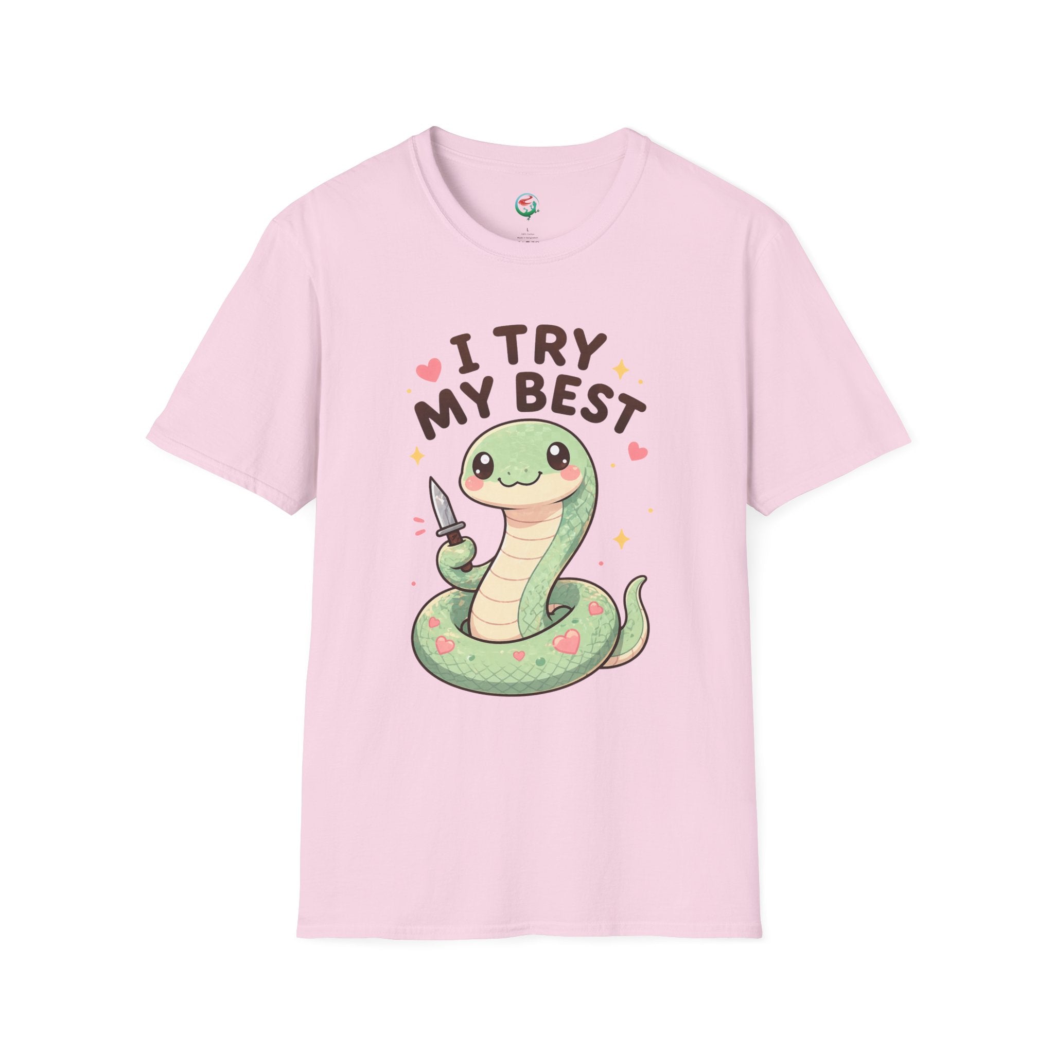 T-Shirt — Cute 'I Try My Best' Snake Graphic Tee