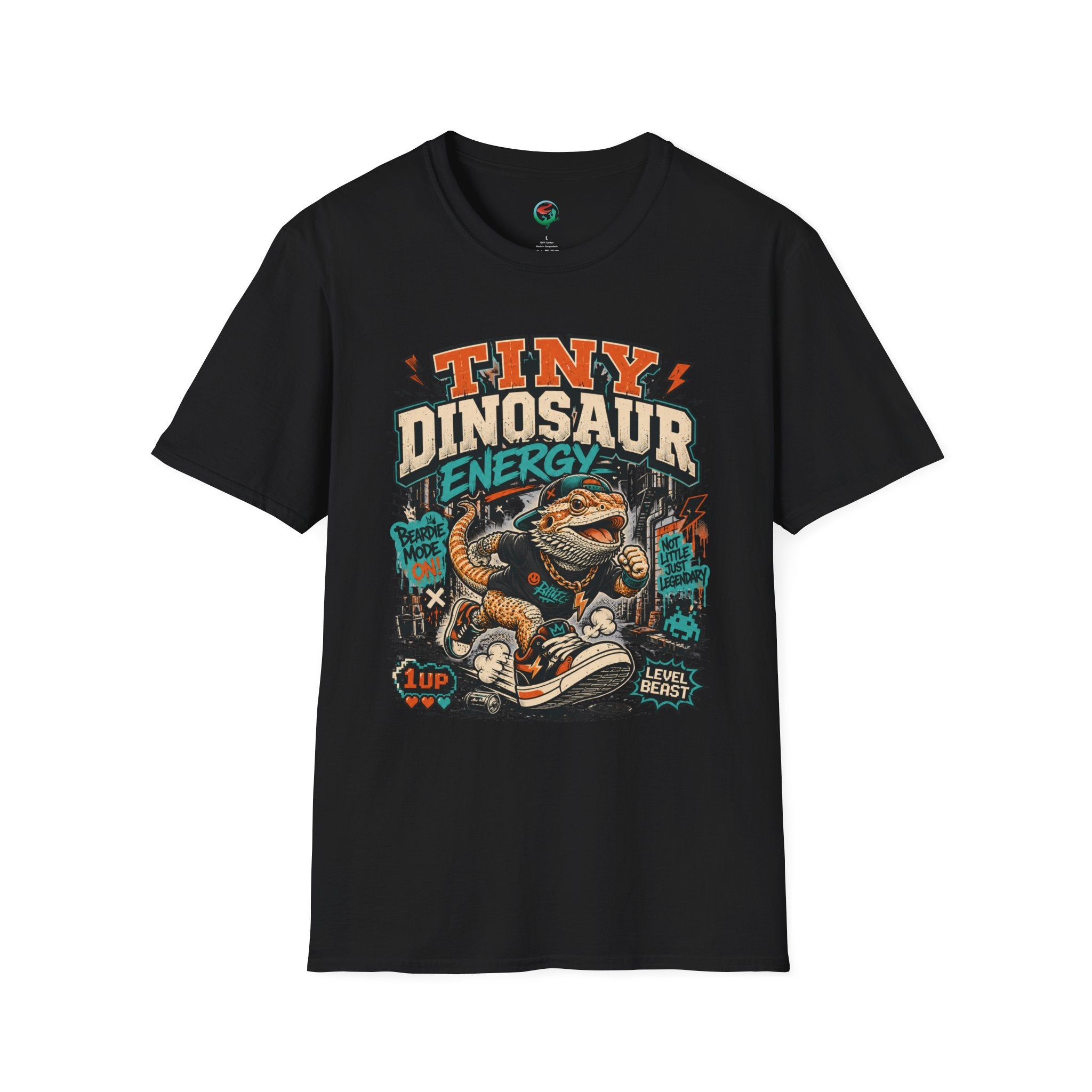 Tiny Dinosaur Energy Bearded Dragon Retro Graphic T-Shirt