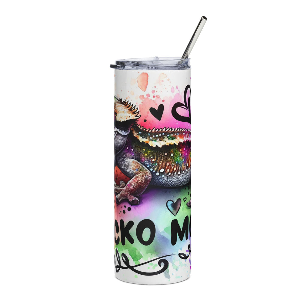 Gecko Mom 20oz Stainless Steel Tumbler — Colorful Reptile Lover Travel Cup