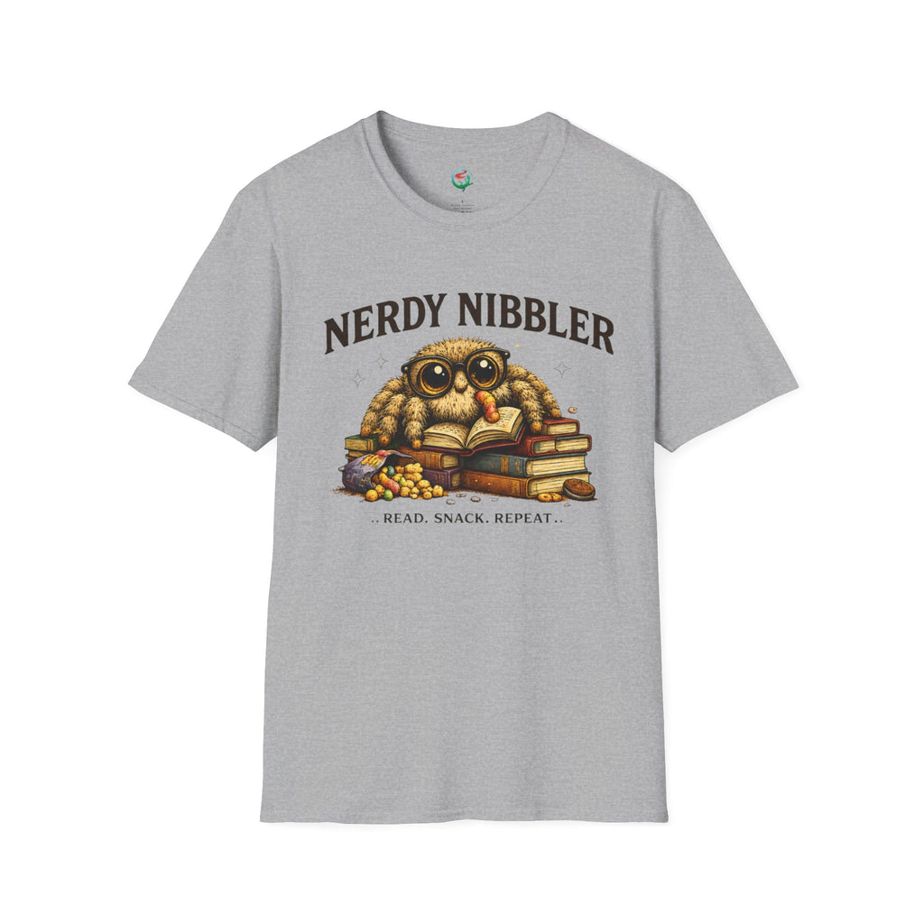 Nerdy Nibbler – Read. Snack. Repeat. Jumping Spider Graphic T-Shirt