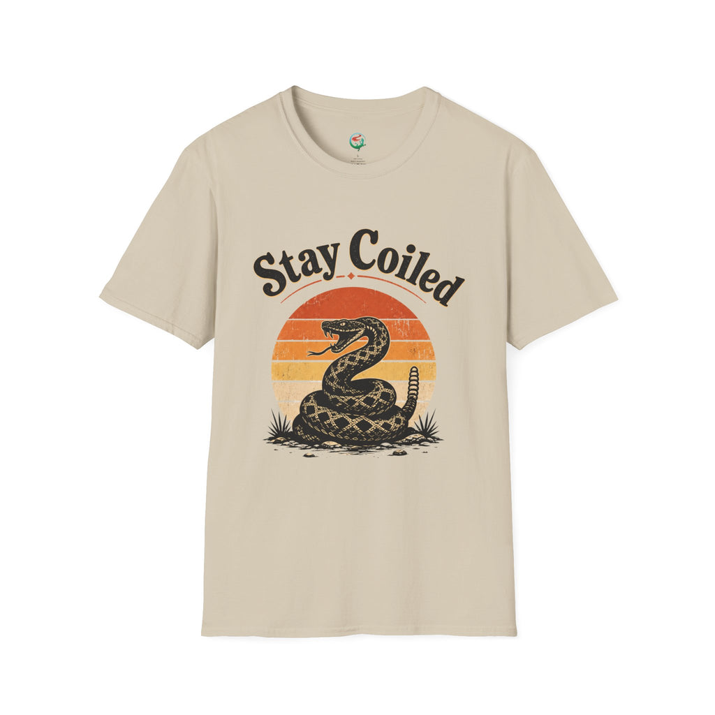 Stay Coiled Snake T-Shirt — Retro Vintage Sunset Graphic Tee