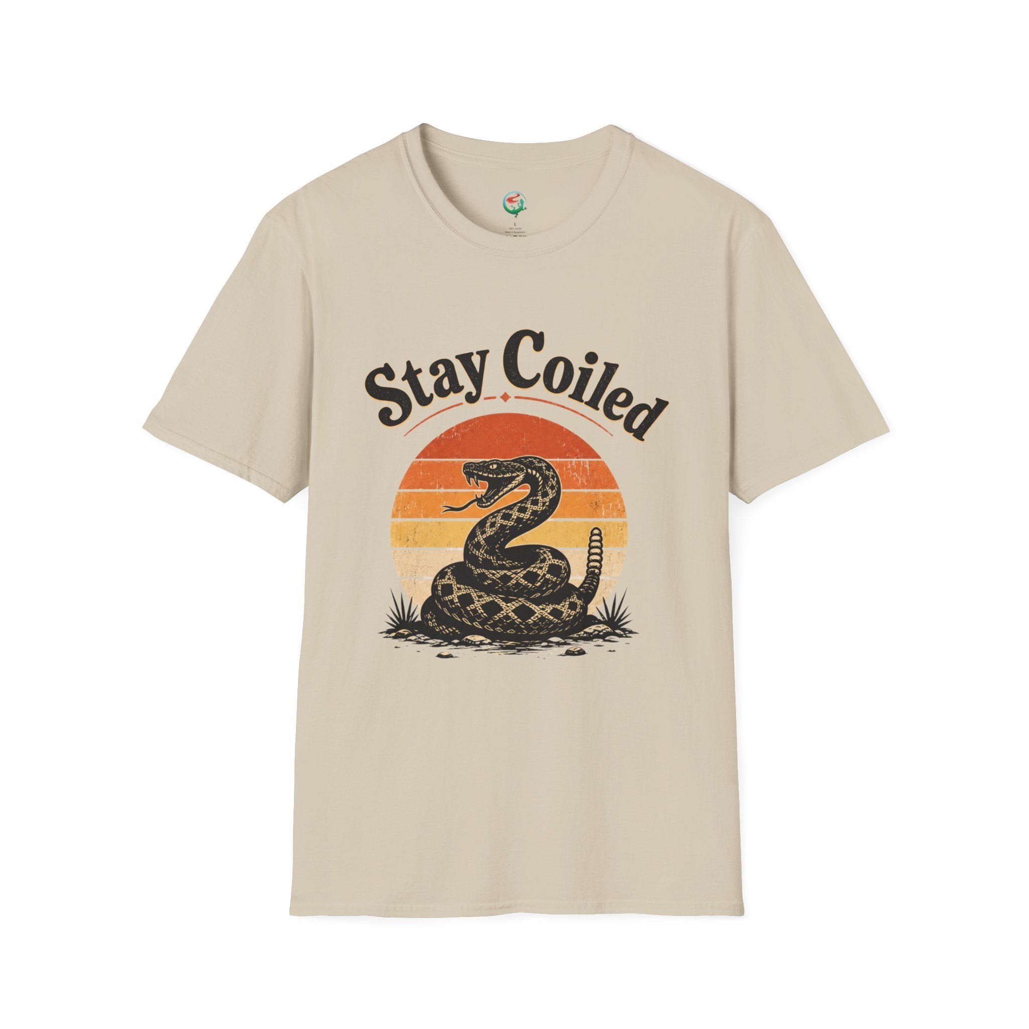 Stay Coiled Snake T-Shirt — Retro Vintage Sunset Graphic Tee