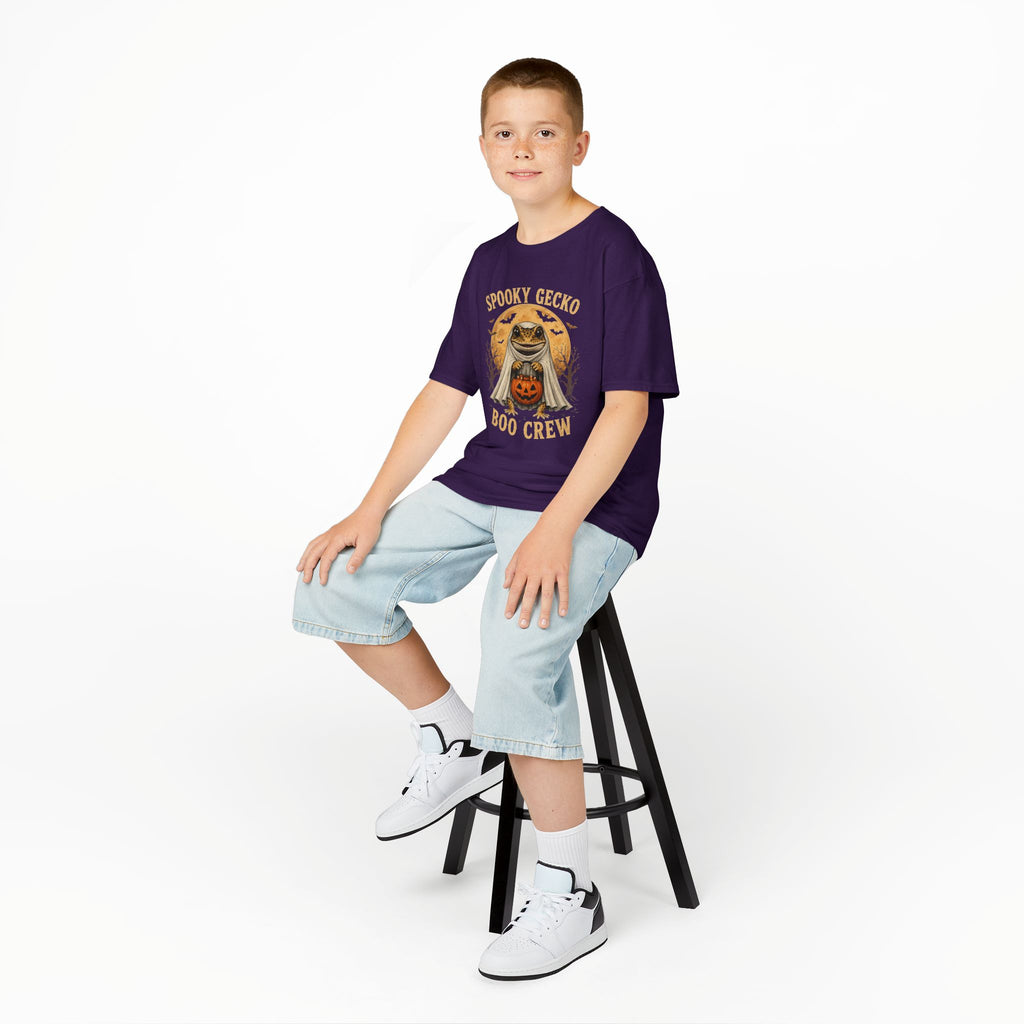 Kids Halloween T‑Shirt — "Spooky Gecko Boo Crew" Pumpkin Ghost Tee