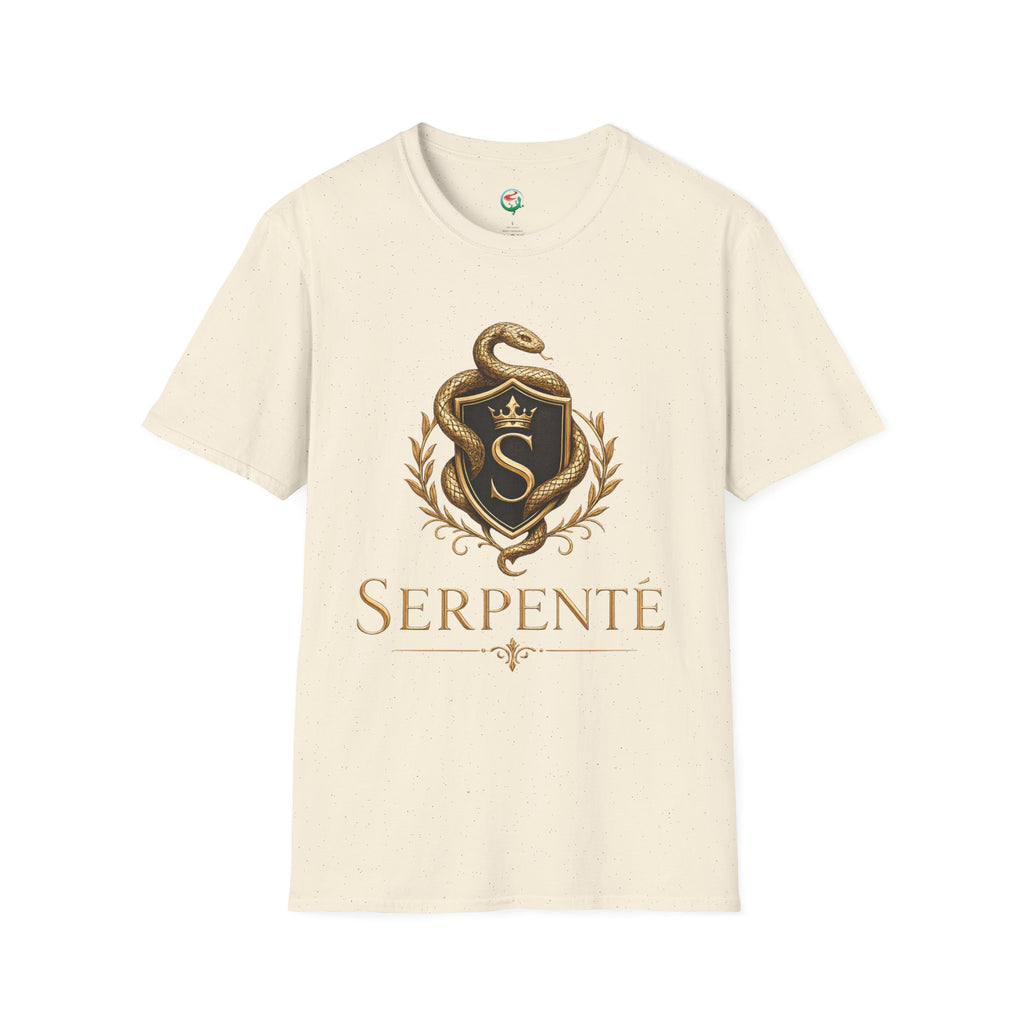Serpente Crest T-Shirt — Gold Snake Shield Graphic