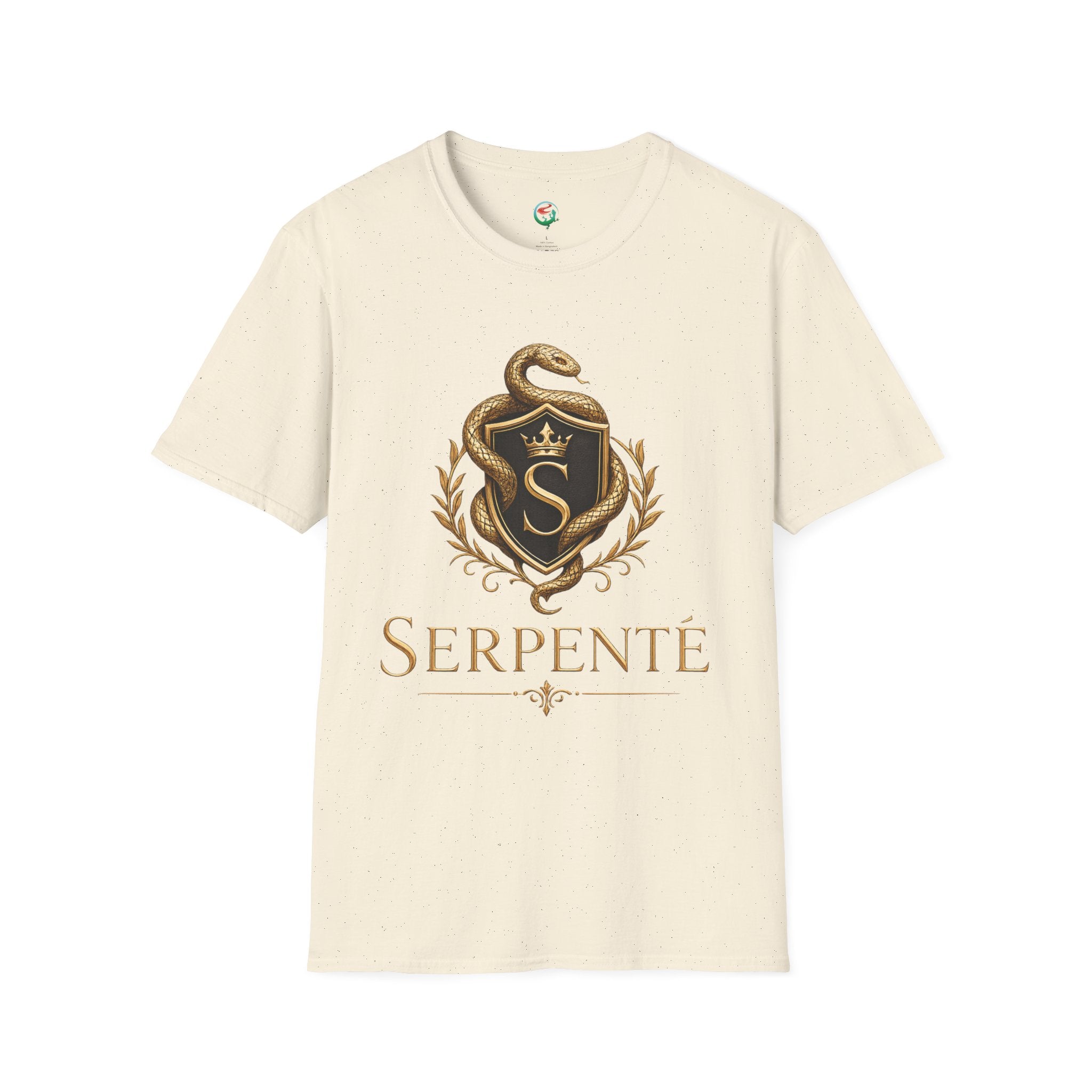 Serpente Crest T-Shirt — Gold Snake Shield Graphic