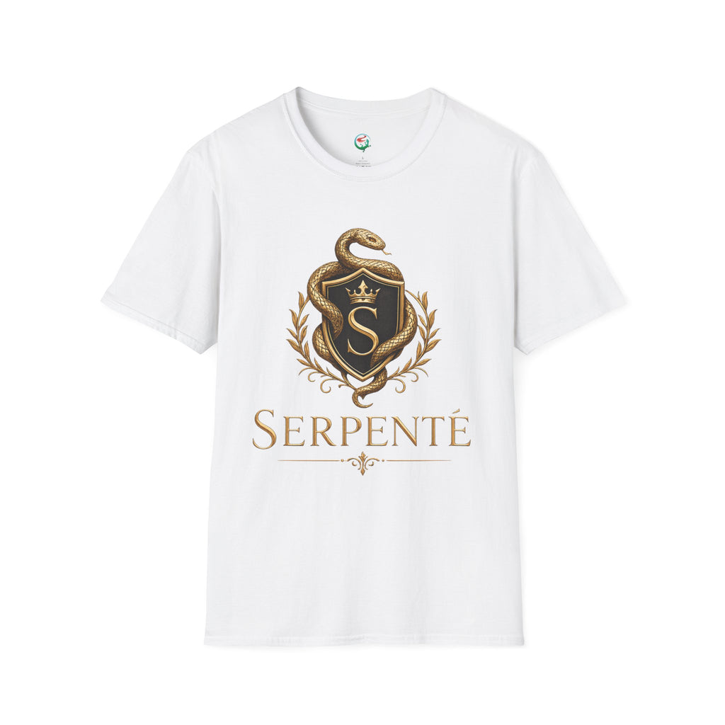 Serpente Crest T-Shirt — Gold Snake Shield Graphic