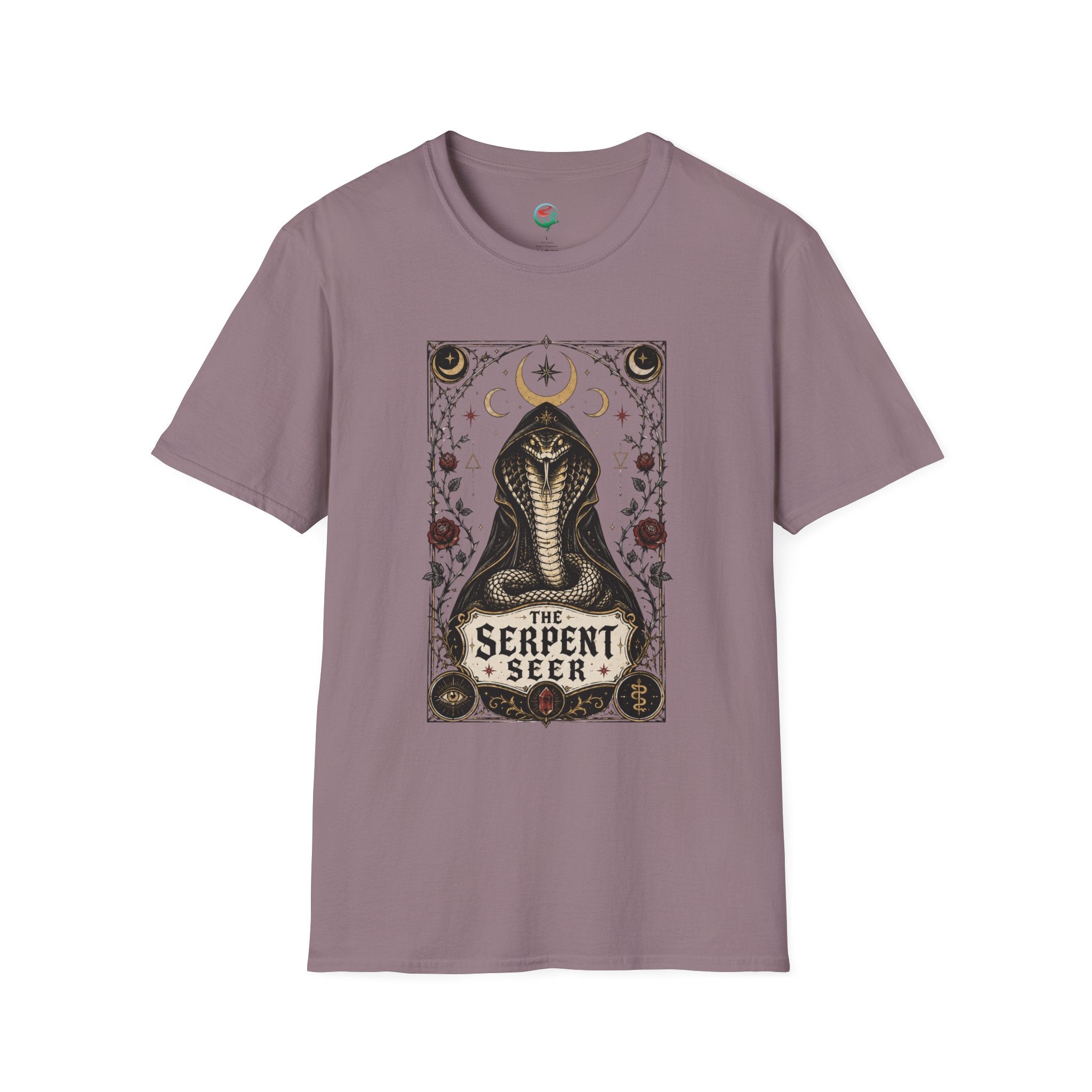 Serpent Seer T-Shirt — Mystical Cobra & Moon Phase Graphic Tee