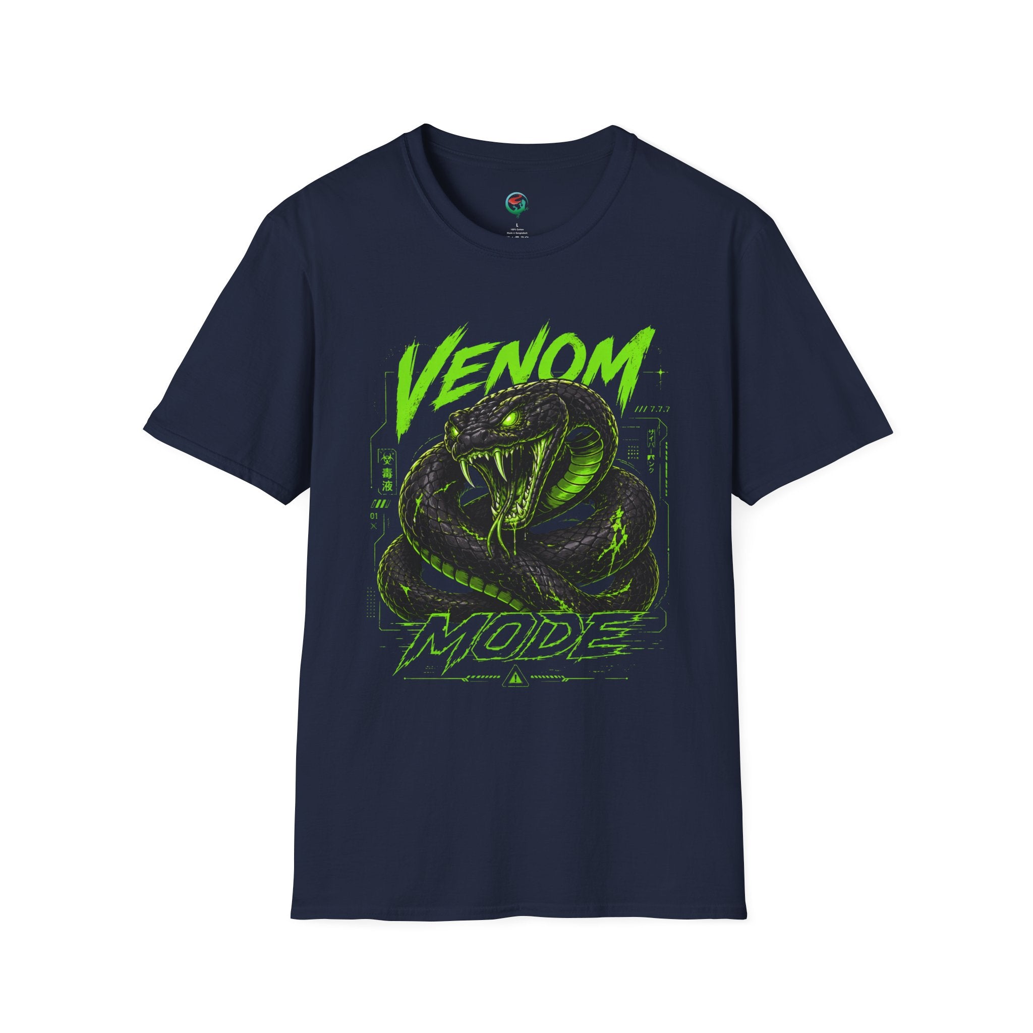 Venom Mode Graphic T-Shirt — Neon Green Snake Illustration