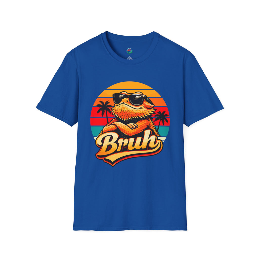 Bearded Dragon 'Bruh' Tee — Retro Sunset Lizard T-Shirt